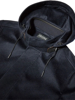 Zegna Mens Navy Cashmere Parka Jacket