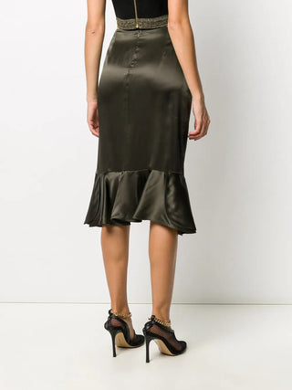 Tom Ford Womens Hunter Green Silk-satin Midi Skirt