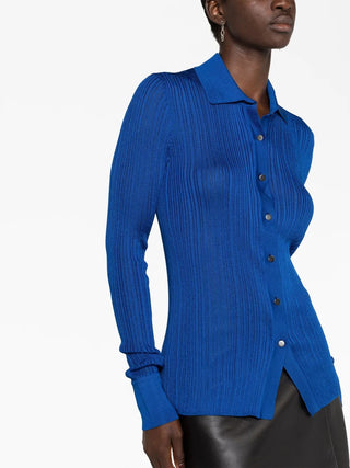 Tom Ford Womens Blue Button Up Blouse