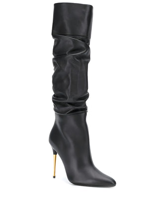 Tom Ford Leather Slouchy Pointed-Toe Stiletto Boots