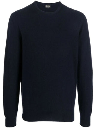 Zegna Mens Navy Oasi Cashmere Crew Neck Sweater
