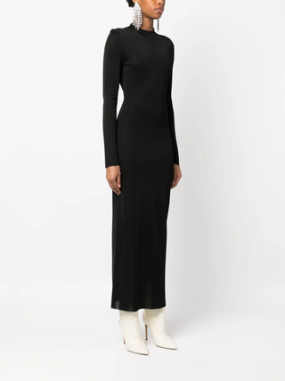 Tom Ford Womens Black Crew Neck Long Sleeve Midi Dress