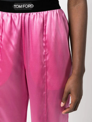 Tom Ford Womens Straight Leg Silk Trousers In Pink