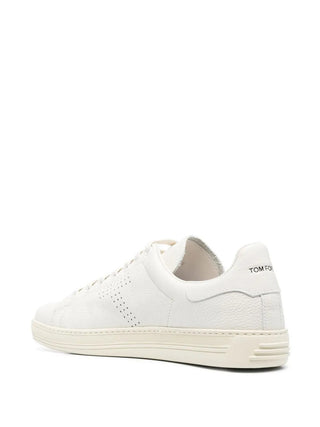 Tom Ford Mens Perforated Sneakers In Butter/Cream