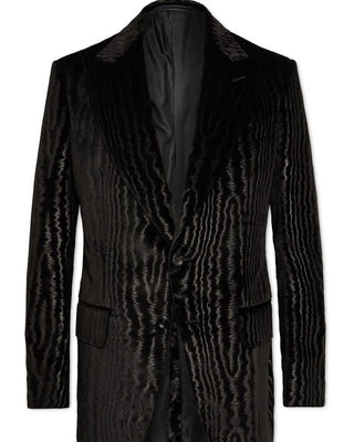 Tom Ford Womens Velvet Patterned Black Blazer