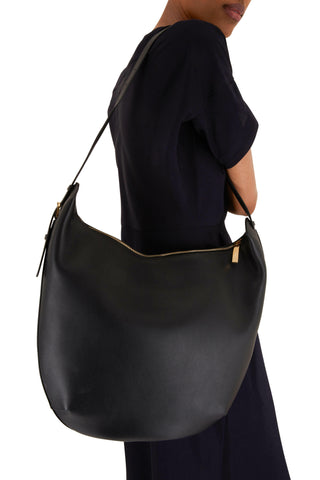 The Row Womens Allie N/S Leather Hobo Bag In Black