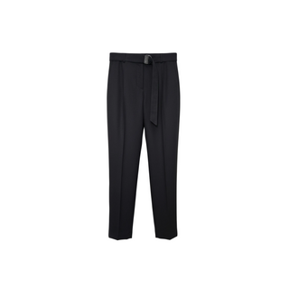 Brunello Cucinelli Woven Pleated Tailored Trousers with D-Ring Belt