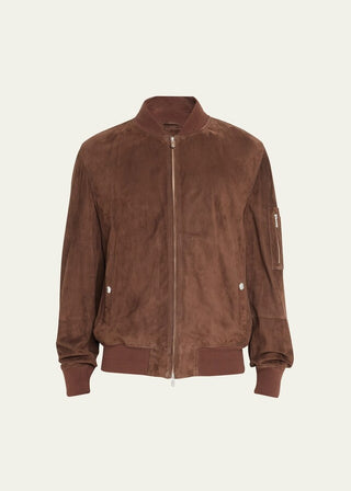 Brunello Cucinelli Men's Suede Zip Up Bomber Jacket