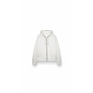 Brunello Cucinelli Cotton Blend Full-Zip Hoodie Ivory
