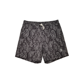 Brunello Cucinelli Paisley Print Charcoal Drawstring Swim Shorts