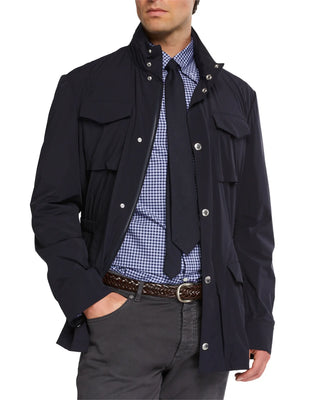 Brunello Cucinelli Mens New Navy Blue Zip Up Windbreaker Jacket