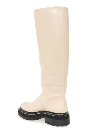 Proenza Schouler Cream Leather Tall Boots with Lug Sole