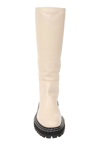 Proenza Schouler Cream Leather Tall Boots with Lug Sole
