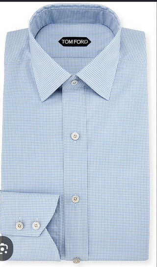 Tom Ford Mens Dress Shirt  White and  Blue Checkered