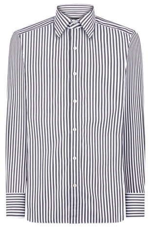 Tom Ford Mens White And Black Stripe Dress Shirt