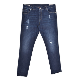 BRUNELLO CUCINELLI MEN'S PANTS IN DARK WASH DENIM