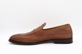 Brunello Cucinelli New Men's Leather Penny Loafers In Cognac