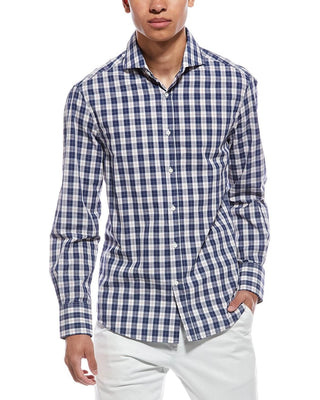 BRUNELLO CUCINELLI MEN'S SHIRT IN OCEAN BLUE