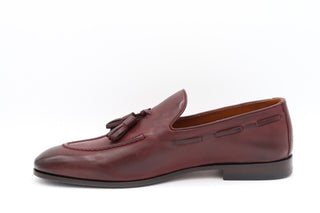 BRUNELLO CUCINELLI MENS BURGUNDY LEATHER DETAIN TASSEL SHOE