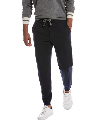 Brunello Cucinelli Mens Navy Ankle Zip Jogger Pant