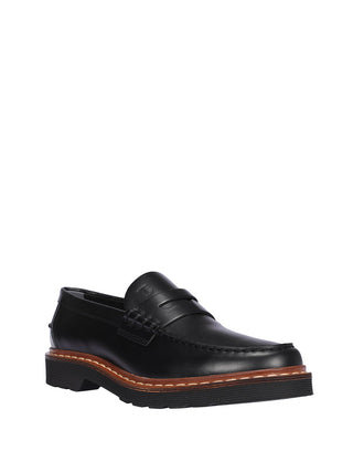 Men's Tod’s Black Leather Carrarmato Loafer In Black