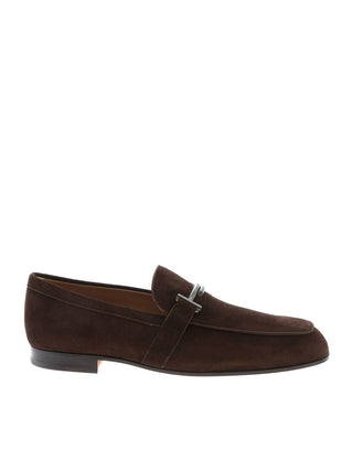 Tod’s Men's New Double T Logo Brown Suede Loafer Shoe