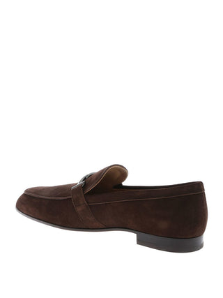 Tod’s Men's New Double T Logo Brown Suede Loafer Shoe