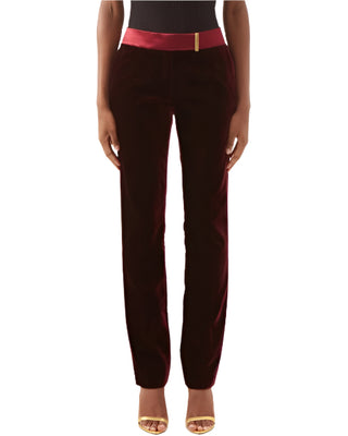 Tom Ford Womens Velvet Bordeaux Trousers