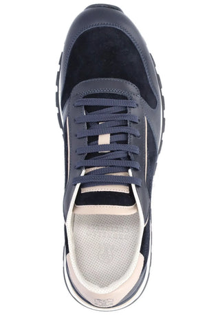 Brunello Cucinelli New Navy Blue Men’s Lace-Up Leather Sneakers