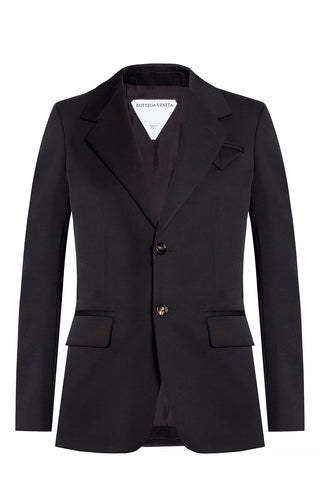 New Bottega Veneta Women’s Black Notch Lapel Wool Blazer