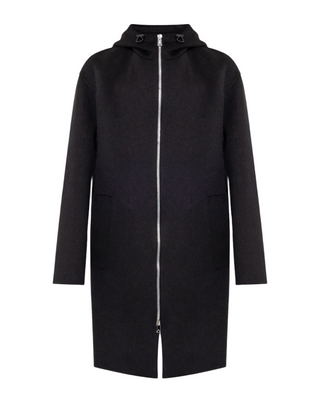 Bottega Veneta New Men's Wool Zip Up Coat In Black With Hood