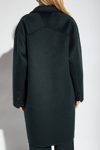 Bottega Veneta New Women's Wool Coat In Hunter Green