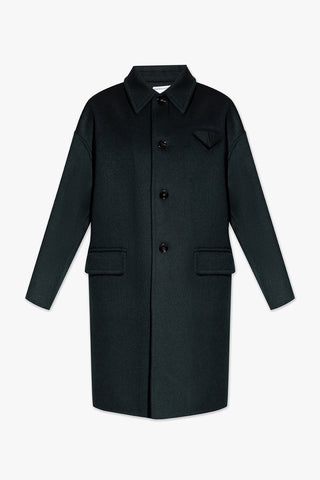 Bottega Veneta New Women's Wool Coat In Hunter Green