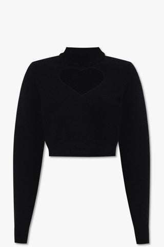 Alaia Women's Black Heart Shaped Cut-Out Top