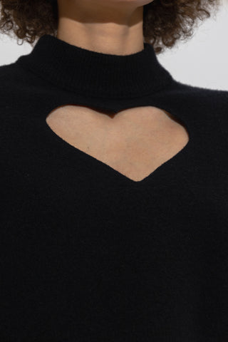 Alaia Women's Black Heart Shaped Cut-Out Top