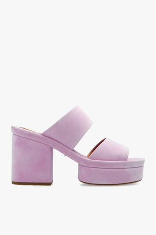 Chloe New Odina Pink Suede Leather Heel Platform Shoes