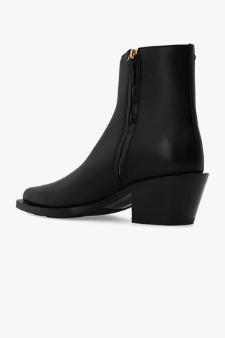 Chloe Women's New Nellie Black Leather Western Ankle Boots Shoes